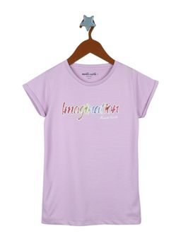 Monte Carlo - Girls Cotton Blend Printed Light Lavender Top