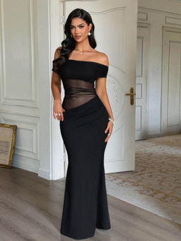 Outzidr - Black Mesh Dress