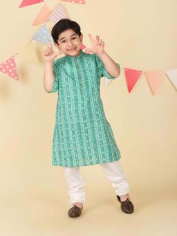 Fabindia - Teal Cotton Hand Block Printed Long Kurta