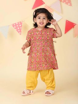 Fabindia - Pink Cotton Hand Block Printed Kurta & Salwar