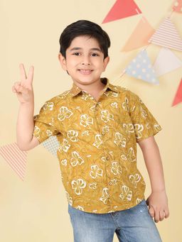 Fabindia - Yellow Cotton Hand Block Printed Shirt