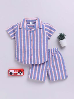 Clt.s - Blue Striped Short Sleeves Shirt & Shorts