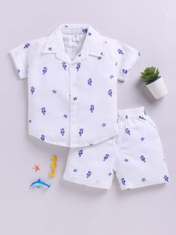 Clt.s - White Starfish Print Shirt & Shorts
