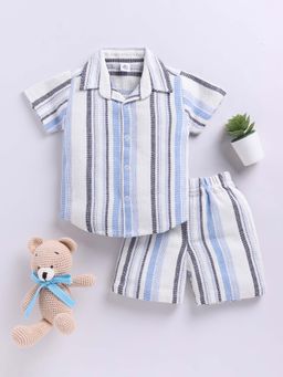Clt.s - Blue Striped Short Sleeves Shirt & Shorts