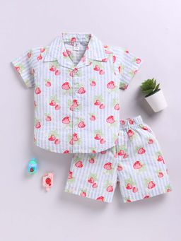 Clt.s - Blue Strawberries Half Sleeve Shirt & Shorts