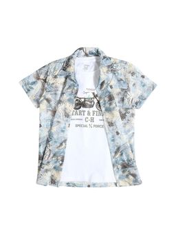CAVIO - Boys Printed Multi-Color Casual Shirt And Regular Fit T-Shirt