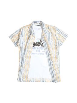 CAVIO - Boys Printed Multi-Color Shirt And Regular Fit T-Shirt