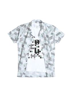 CAVIO - Boys Printed Green Shirt And Regular Fit T-Shirt