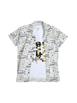 CAVIO - Boys Printed White Shirt And Regular Fit T-Shirt