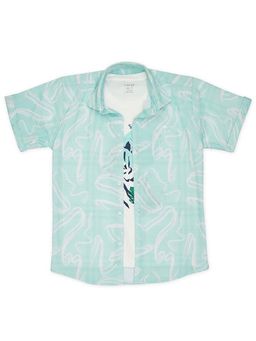 CAVIO - Boys Green Shirt And Regular Fit T-Shirt
