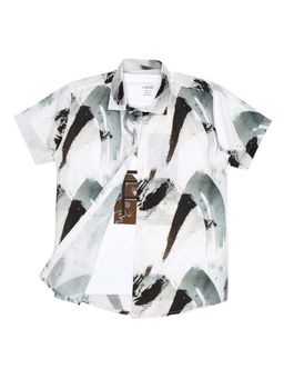 CAVIO - Boys White Printed Casual Shirt And Regular Fit T-Shirt