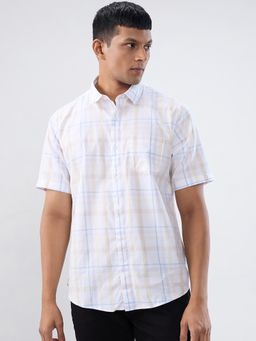 Spykar - Men White-Beige Checks Regular Fit Shirt