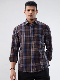 Spykar - Men Brown Checks Regular Fit Shirt