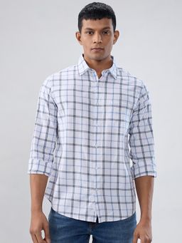 Spykar - Men Blue-White Checks Regular Fit Shirt
