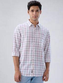 Spykar - Men Pink-White Checks Regular Fit Shirt