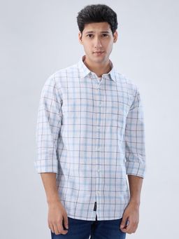 Spykar - Men Blue-White Checks Regular Fit Shirt