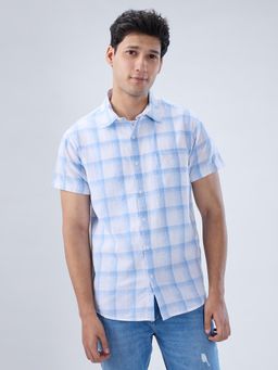 Spykar - Men Blue Checks Regular Fit Shirt