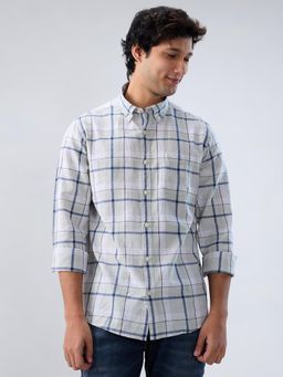 Spykar - Men Light Green-White Checks Regular Fit Shirt