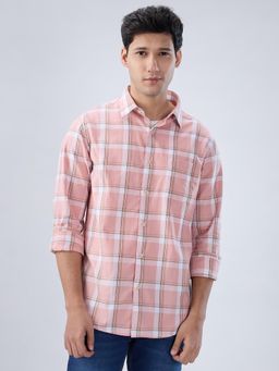 Spykar - Men Pink Checks Regular Fit Shirt
