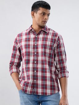 Spykar - Men Red Checks Regular Fit Shirt