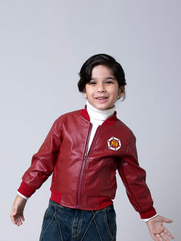 Hopscotch - Boys Red Full-Sleeve Solid Jacket