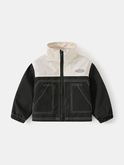 Hopscotch - Boys Black and Beige Colour-Block Full-Sleeve Jacket