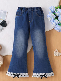 Hopscotch - Girls Blue Lace Embellished Jeans