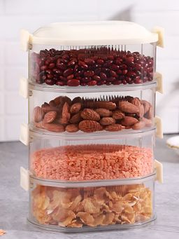 DecorTwist - Airtight Containers For Condiments 4-Layer Storage Box Spice For Kitchen