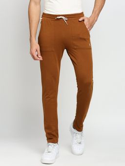 FITZ - Cotton Polyester Slim Fit French Terry Knit Joggers For Mens - Brown