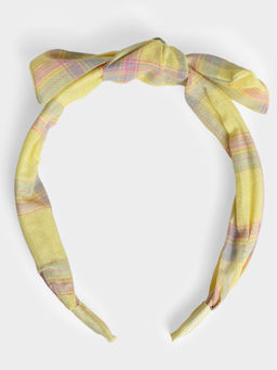 Mi Arcus - Plaid Fabric Hairband with Bow Knot- Yellow
