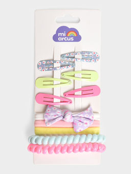 Mi Arcus - Hair Ponytail Rubber Bands and Tic-Tac Pins for Baby Girls (Set of 11)