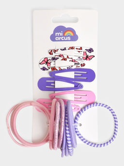 Mi Arcus - Multi-coloured Hair Rubber Band and Tic Tac Pins for Girls (Set of 20)