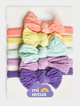 Mi Arcus - Soft & Stretchable Fabric Bow Rubber Band- Multicolour (Pack of 5)