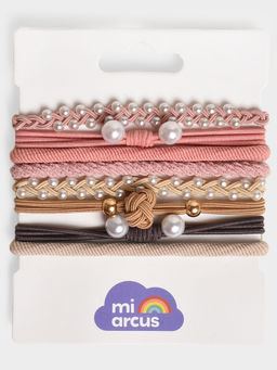 Mi Arcus - Graceful Knots & Pearls Elegant Hair Tie -Multicolour (Pack of 8)