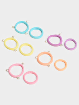 Mi Arcus - Solid Soft and Stretchable Hair Ponytail Rubber for Girls-Multicolour (Pack of 10)