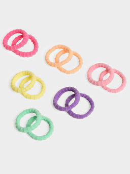 Mi Arcus - Solid Soft and Stretchable Hair Ponytail Rubber for Girls-Multicolour (Pack of 12)