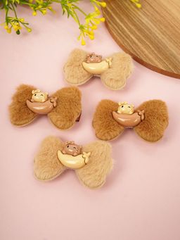The Cutians - Artificial Fur Teddy Gold Plated Hair Clips