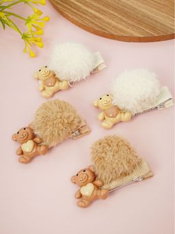 The Cutians - Artificial Fur Teddy Gold Plated Hair Clips