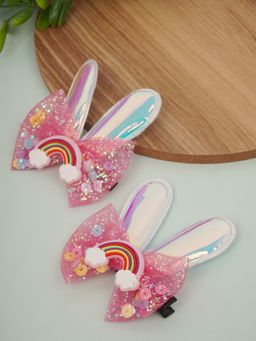 The Cutians - Pink Glittery Rainbow Hairpins