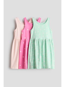 H&M - Girls Green 3-Pack Printed Cotton Dresses