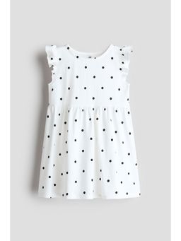 H&M - Girls White Printed Cotton Dress