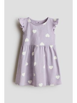 H&M - Girls Purple Printed Cotton Dress