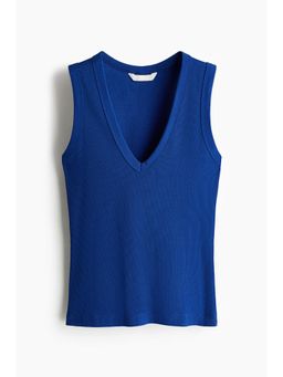 H&M - Women Blue Ribbed Vest Top