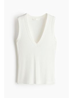 H&M - Women White Ribbed Vest Top