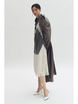 H&M - Women Grey Lace-Trimmed T-Shirt Dress