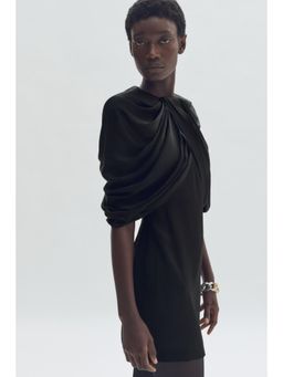 H&M - Women Black Draped Satin Mini Dress