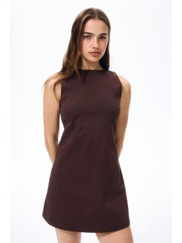 H&M - Women Brown Open-Back Twill Dress