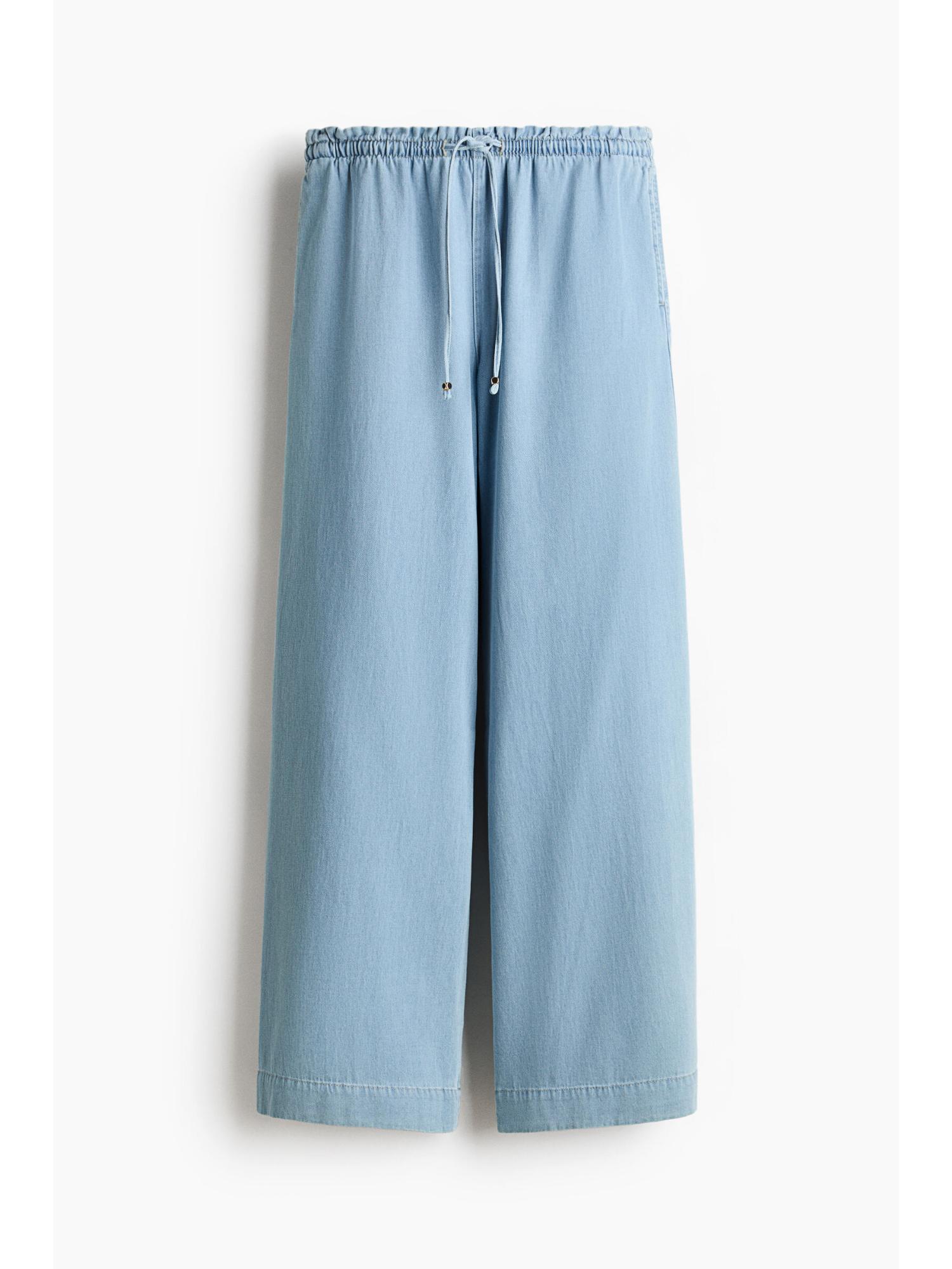 h&m Women Blue Wide Paper Bag Trousers-picture-32