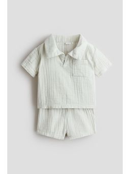 H&M - Boys Green 2-Piece Cotton Muslin Set