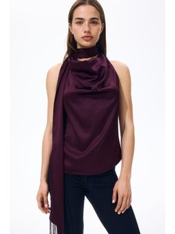 H&M - Women Red Scarf-Detail Satin Top